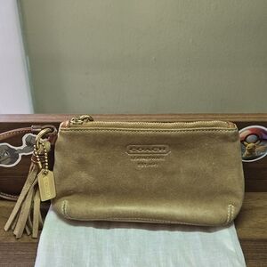 Coach Gold Suede Wristlet